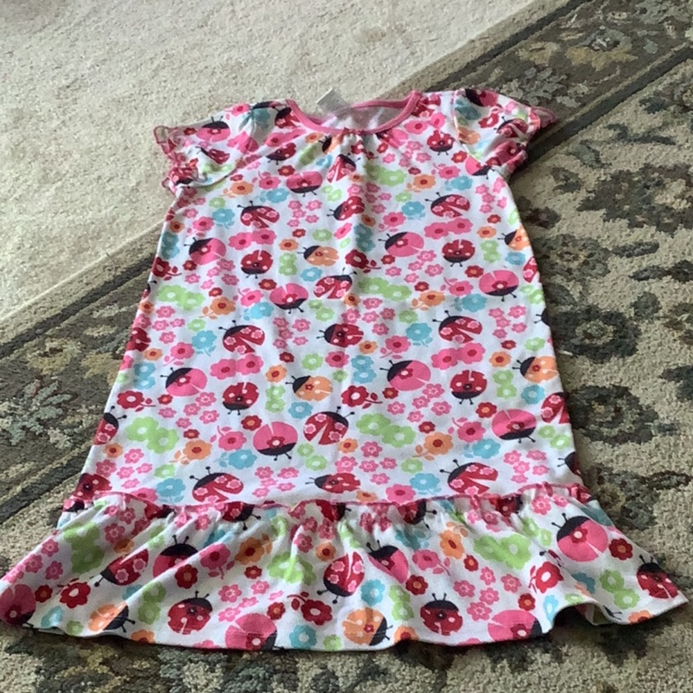 Gymboree ladybug nightgown size large little girls pink red orange winte…